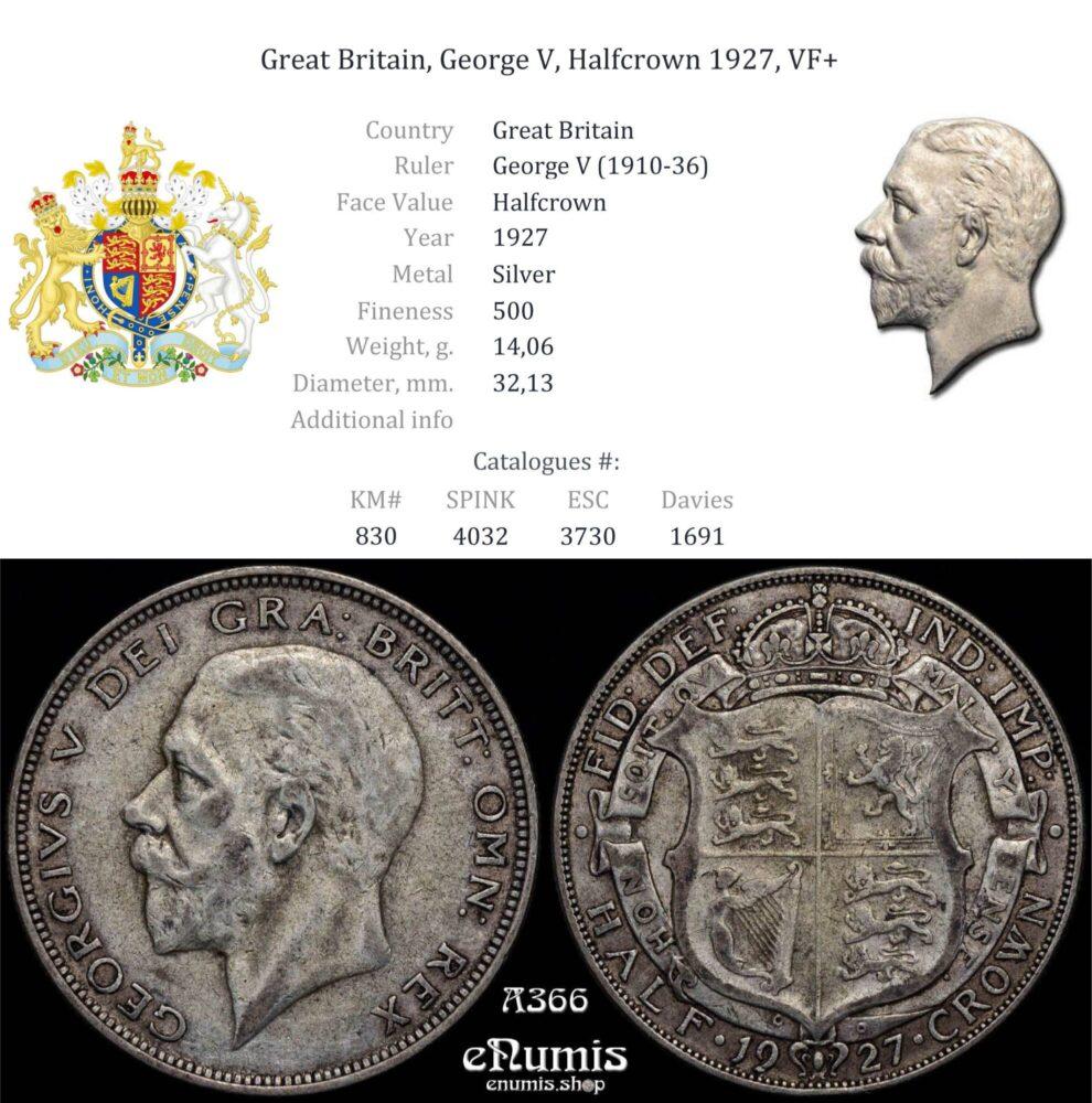 Great Britain, George V, Halfcrown 1927, VF+