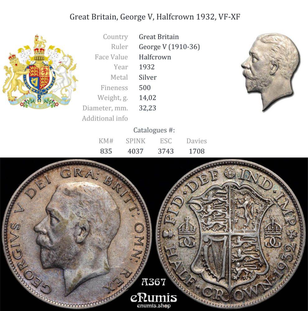 Great Britain, George V, Halfcrown 1932, VF-XF Great Britain, George V, Halfcrown 1932, VF-XF