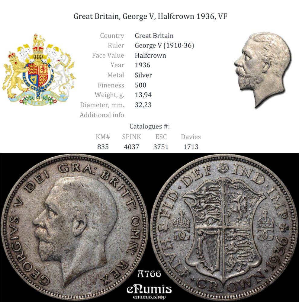 Great Britain, George V, Halfcrown 1936, VF