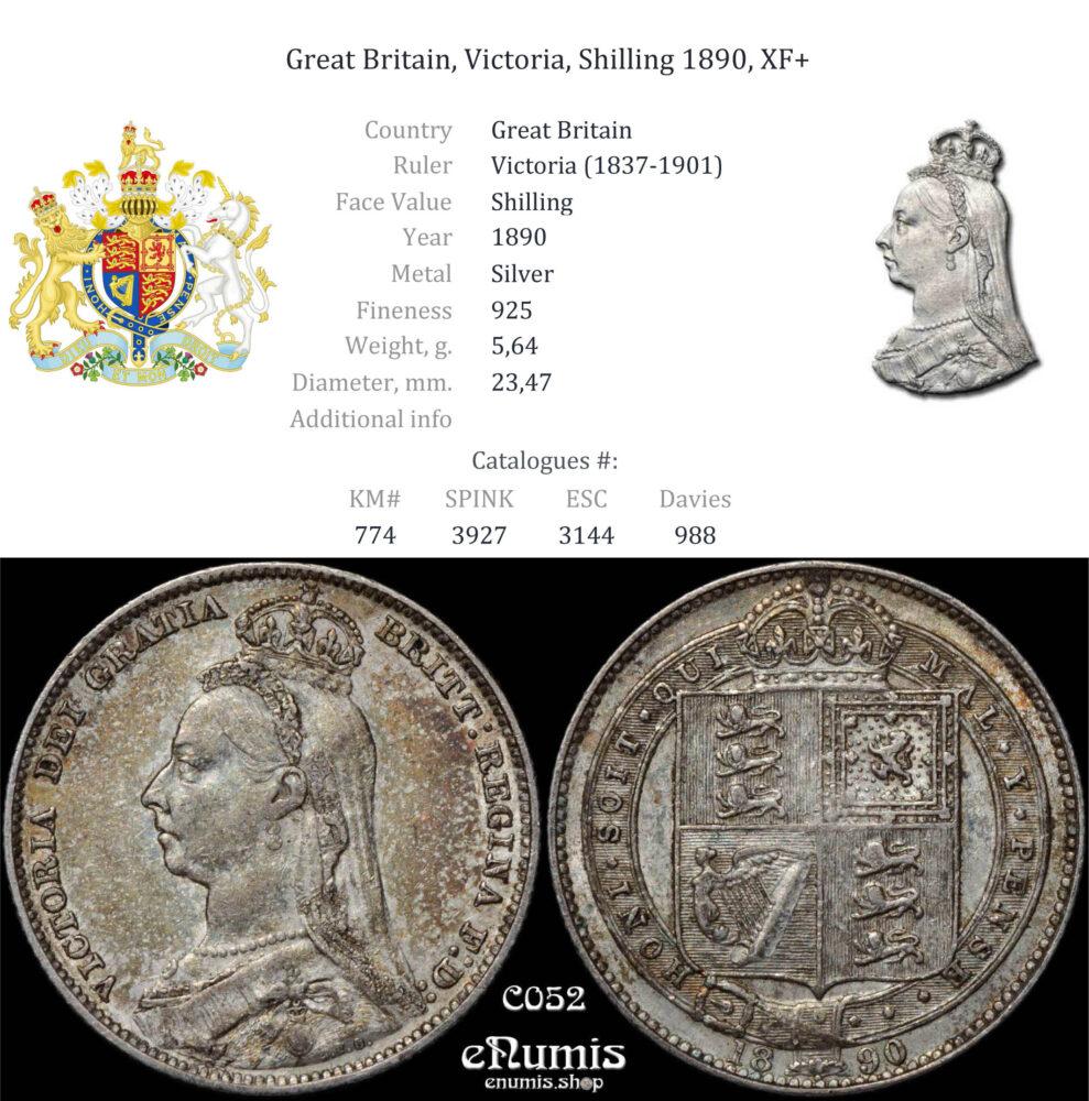 Great Britain, Victoria, Shilling 1890, XF+
