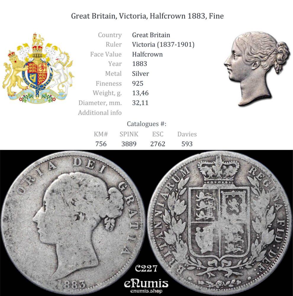 Great Britain, Victoria, Halfcrown 1883, Fine Great Britain, Victoria, Halfcrown 1883, Fine