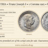 AUSTRIA, Franz Joseph I, 1 Corona 1915, UNC
