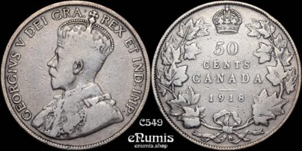CANADA, George V, 50 Cents 1918, aVF