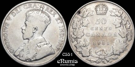 CANADA, George V, 50 Cents 1931, Fine+/aVF