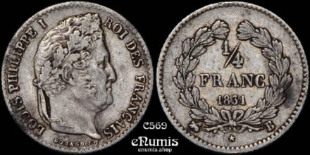 FRANCE, Louis Philippe, 1/4 Franc 1831 B, Rouen, VF+