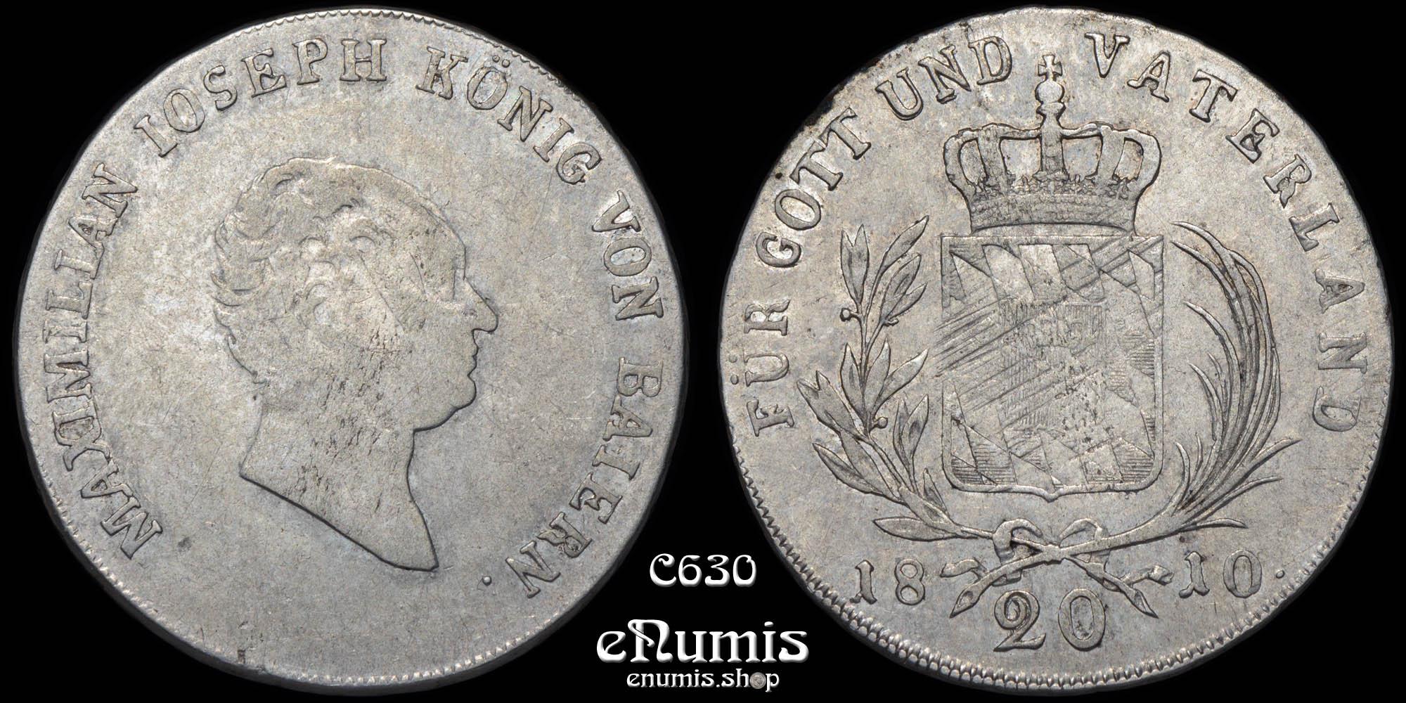 GERMANY BAVARIA, Maximilian I Joseph, 20 Kreuzer 1810, VF/aXF GERMANY BAVARIA, Maximilian I Joseph, 20 Kreuzer 1810, VF/aXF