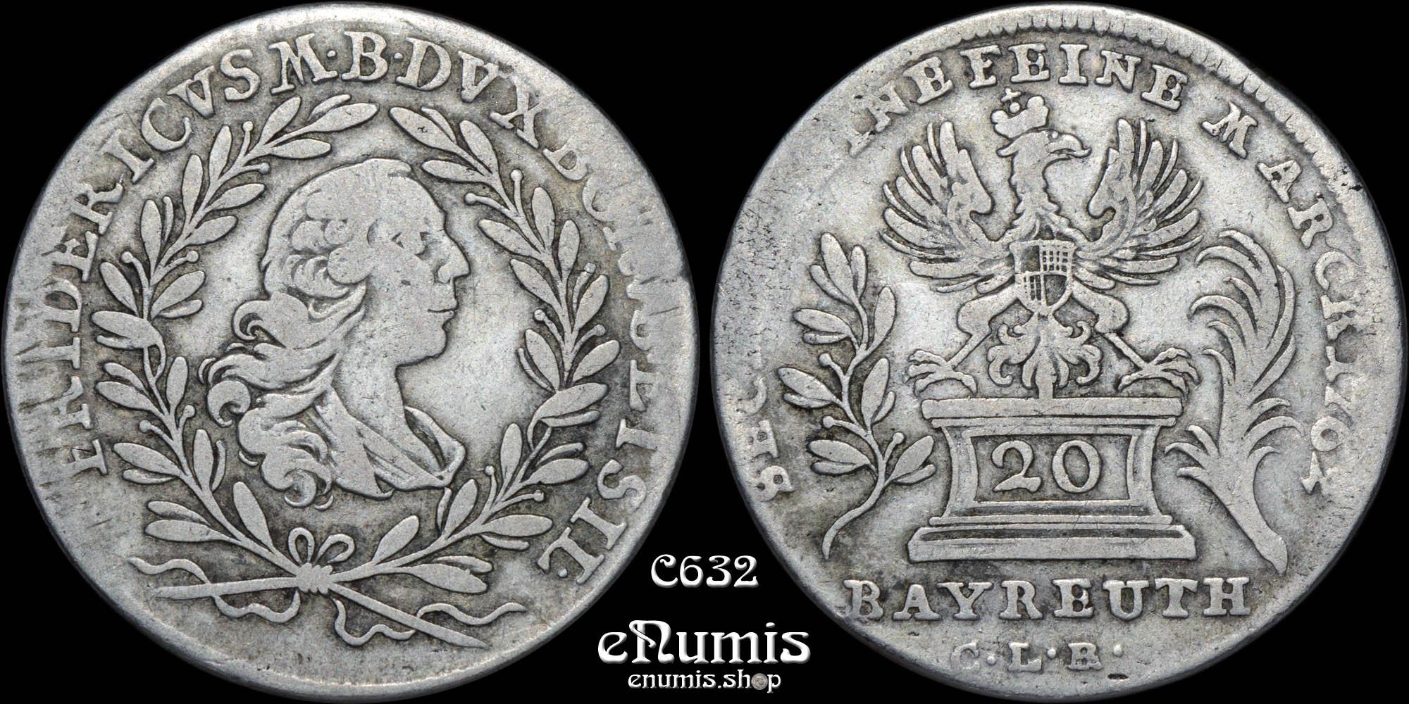GERMANY Brandenburg Bayreuth, Friedrich, 20 Kreuzer 1762, VF