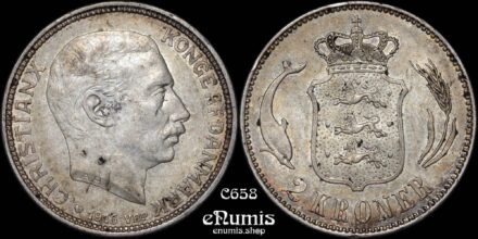 DENMARK, Christian X, 2 Kroner 1916 VBP AH, toned, aUNC