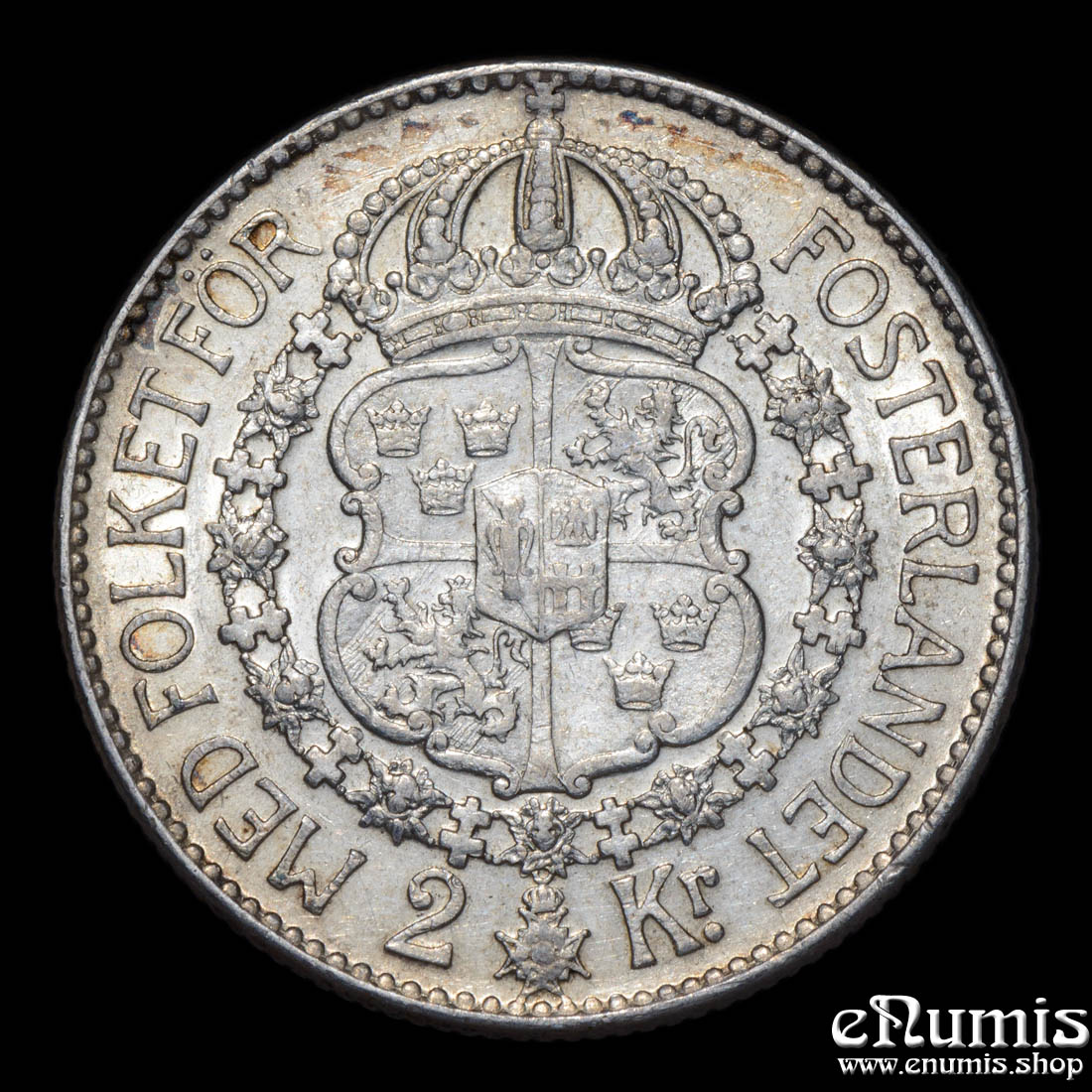 SWEDEN, Gustaf V, 2 Kronor 1939, XF-UNC