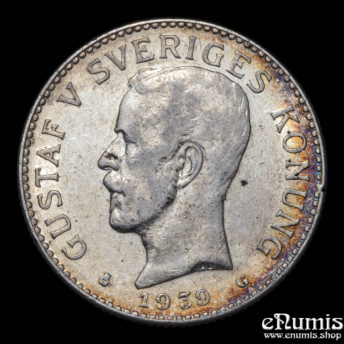 SWEDEN, Gustaf V, 2 Kronor 1939, XF-UNC