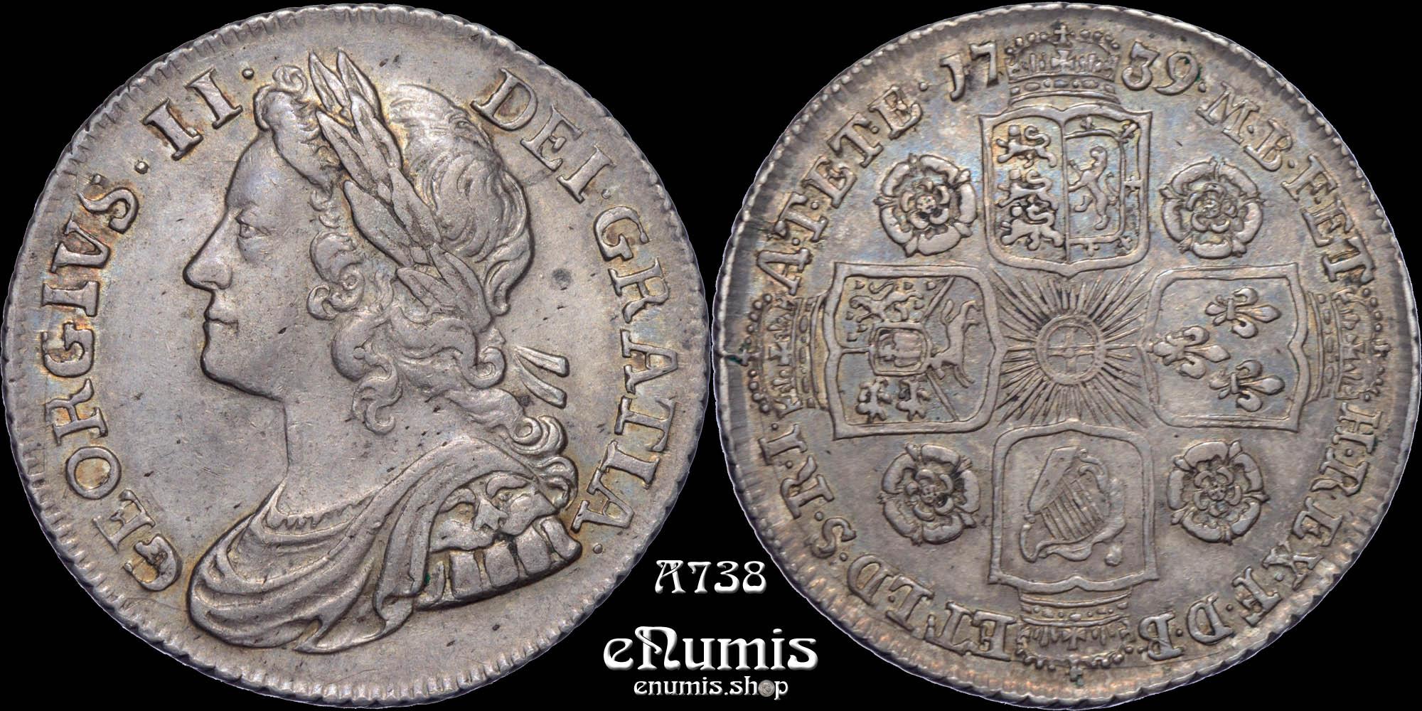 Great Britain, George II, Shilling 1739, XF-UNC