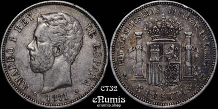 SPAIN, Amadeo I, 5 Pesetas 1871 SD-M, toned, VF+