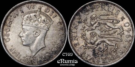 CYPRUS, George VI, 9 Piastres 1940, UNC