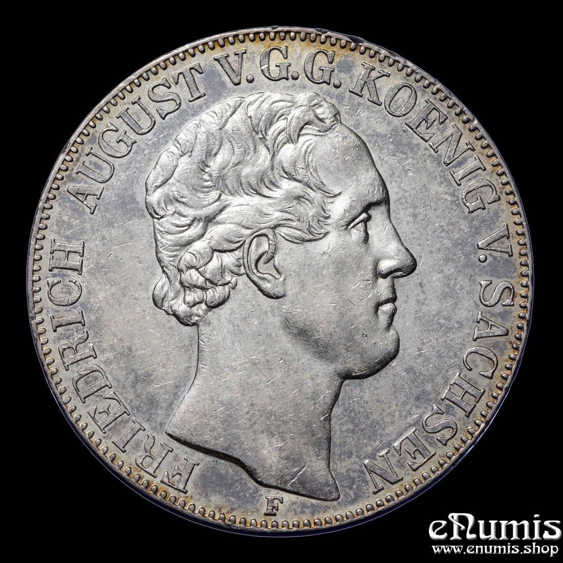 Germany, Saxony, Friedrich August II, 2 Taler 1854, toned, XF-UNC