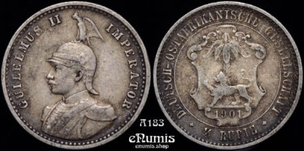 GERMAN EAST AFRICA, Wilhelm II, 1/4 Rupie 1901, toned, aXF
