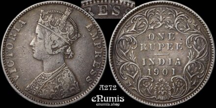 INDIA, Victoria, Rupee 1901, Bombay, EMPRE'SS error!, VF+