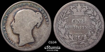 Great Britain, Victoria, Shilling 1858, Rare!, unbarred A, Fine