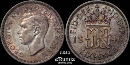 Great Britain, George VI, Sixpence 1946, toned, silver, aUNC