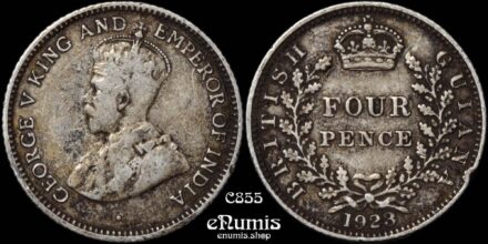 BRITISH GUIANA, George V, 4 Pence 1923, lowest mintage, VF/VF+