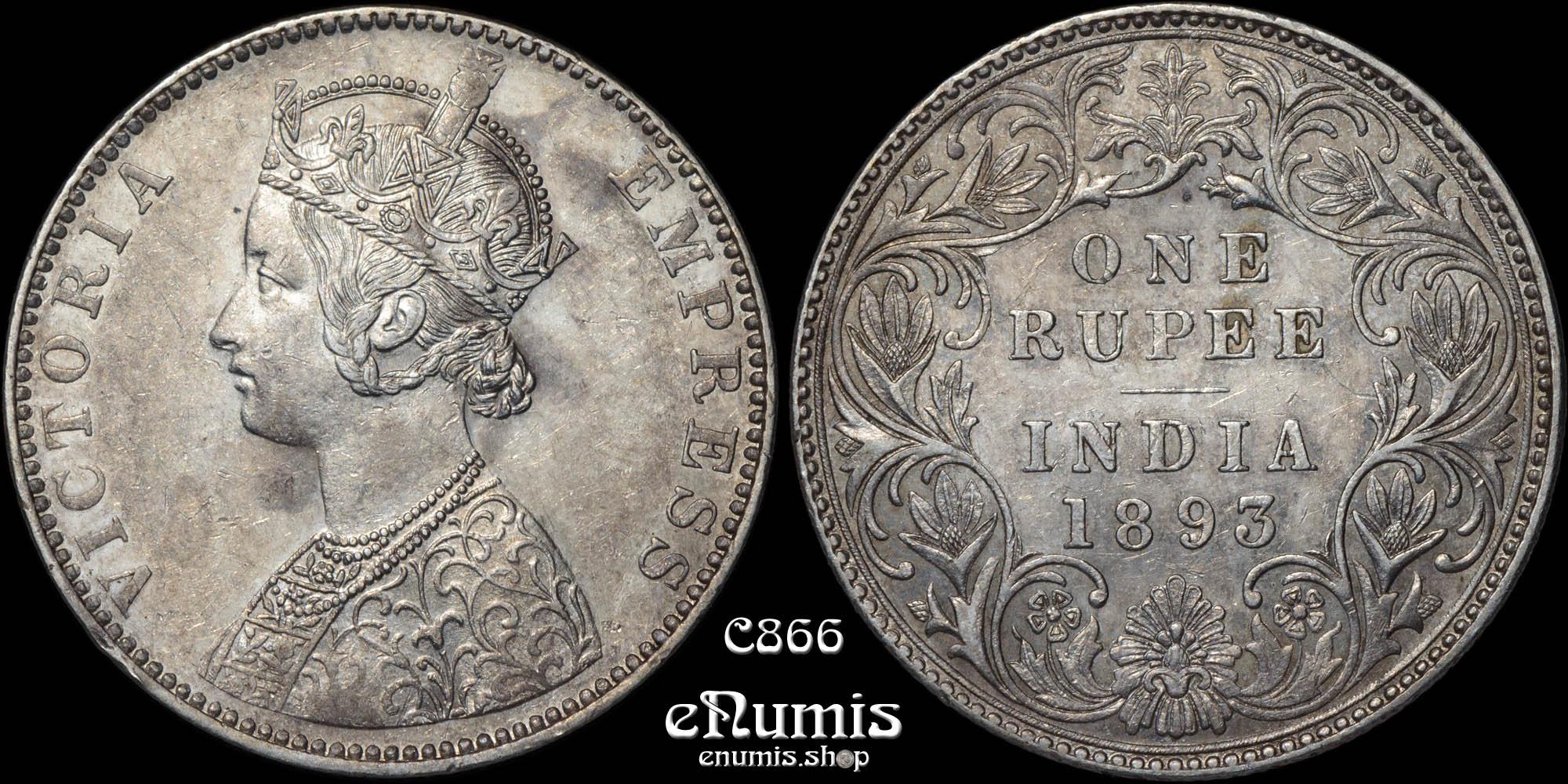 INDIA, Victoria, Rupee 1893, Bombay, aUNC