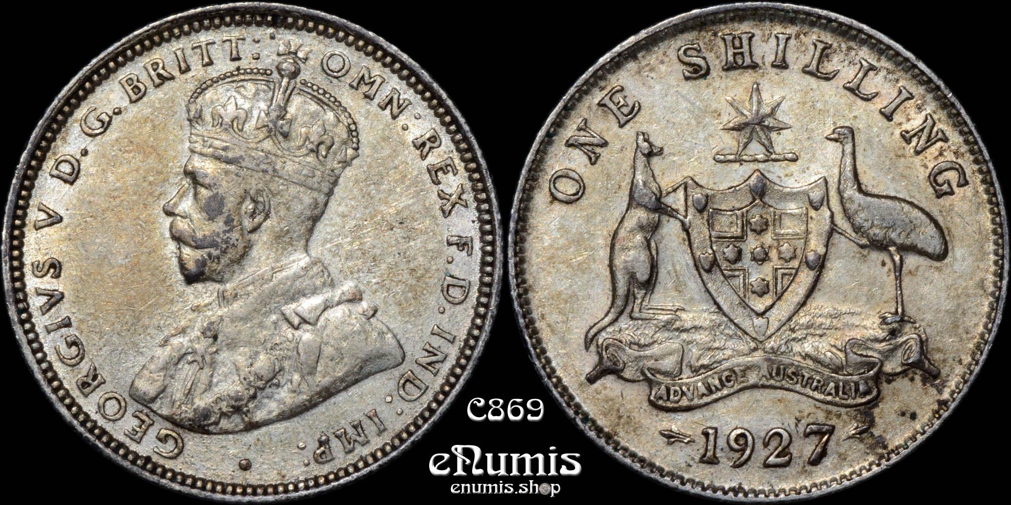 AUSTRALIA, George V, Shilling 1927, XF-UNC