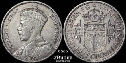 SOUTHERN RHODESIA, George V, 1/2 Crown Halfcrown 1935, XF/XF+