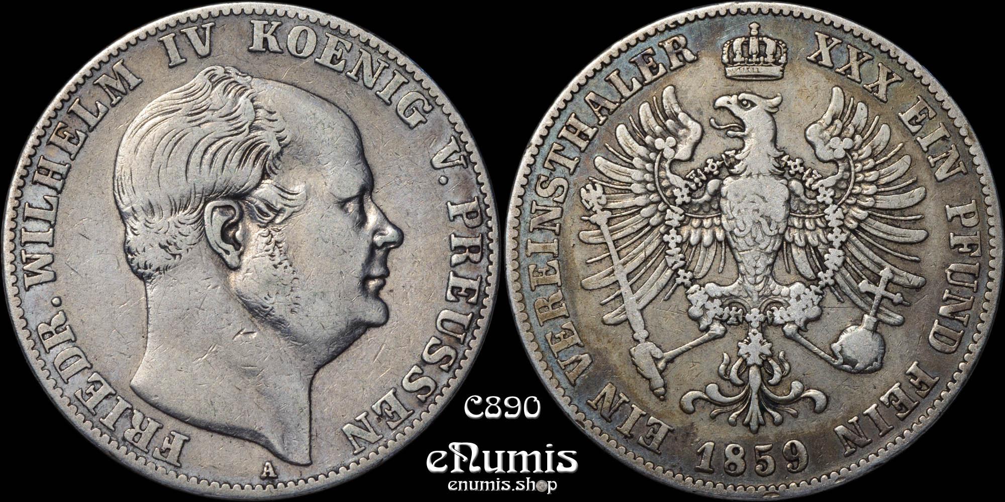 GERMANY PRUSSIA, Friedrich Wilhelm IV, Taler 1859, toned, VF GERMANY PRUSSIA, Friedrich Wilhelm IV, Taler 1859, toned, VF