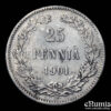 RUSSIA, FINLAND, Nicholas II, 25 Pennia 1901 L, VF