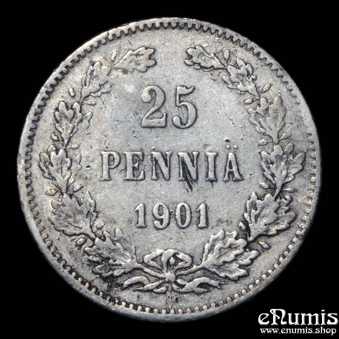 RUSSIA, FINLAND, Nicholas II, 25 Pennia 1901 L, VF