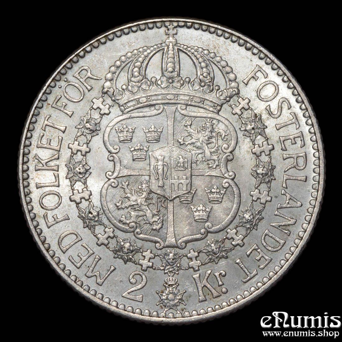 SWEDEN, Gustaf V, 2 Kronor 1915, aUNC/UNC
