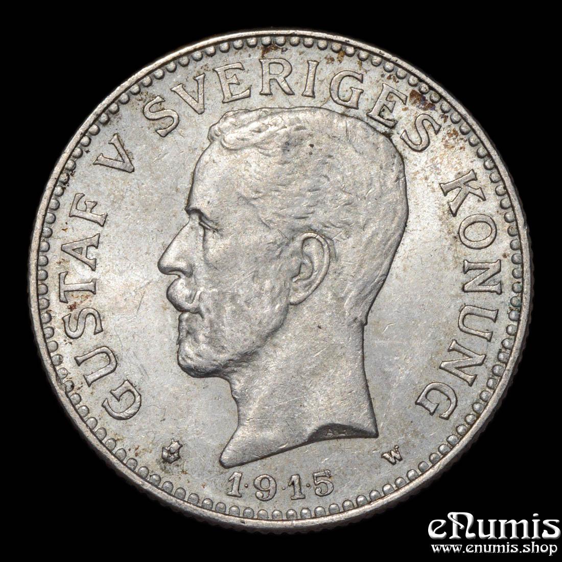 SWEDEN, Gustaf V, 2 Kronor 1915, aUNC/UNC