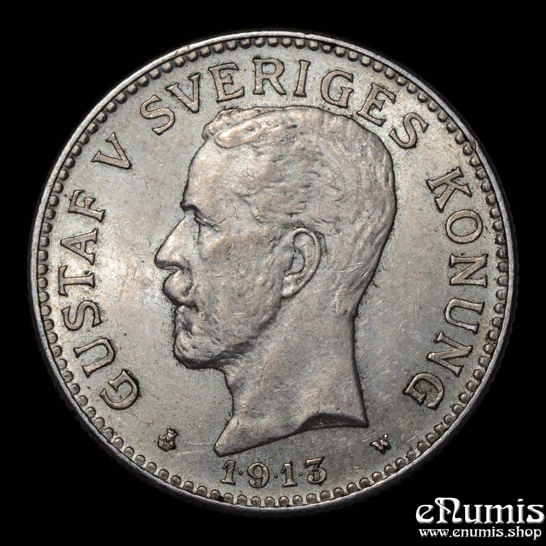 SWEDEN, Gustaf V, 2 Kronor 1913, aUNC