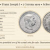AUSTRIA, Franz Joseph I, 5 Corona 1909, Schwartz, aXF AUSTRIA, Franz Joseph I, 5 Corona 1909, Schwartz, aXF