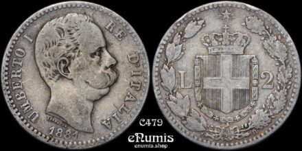 ITALY, Umberto I, 2 Lire 1881 R, VF