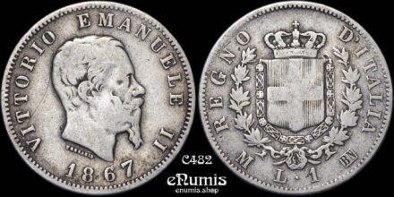 ITALY, Vittorio Emanuele II, 1 Lira 1867 M-BN, aVF