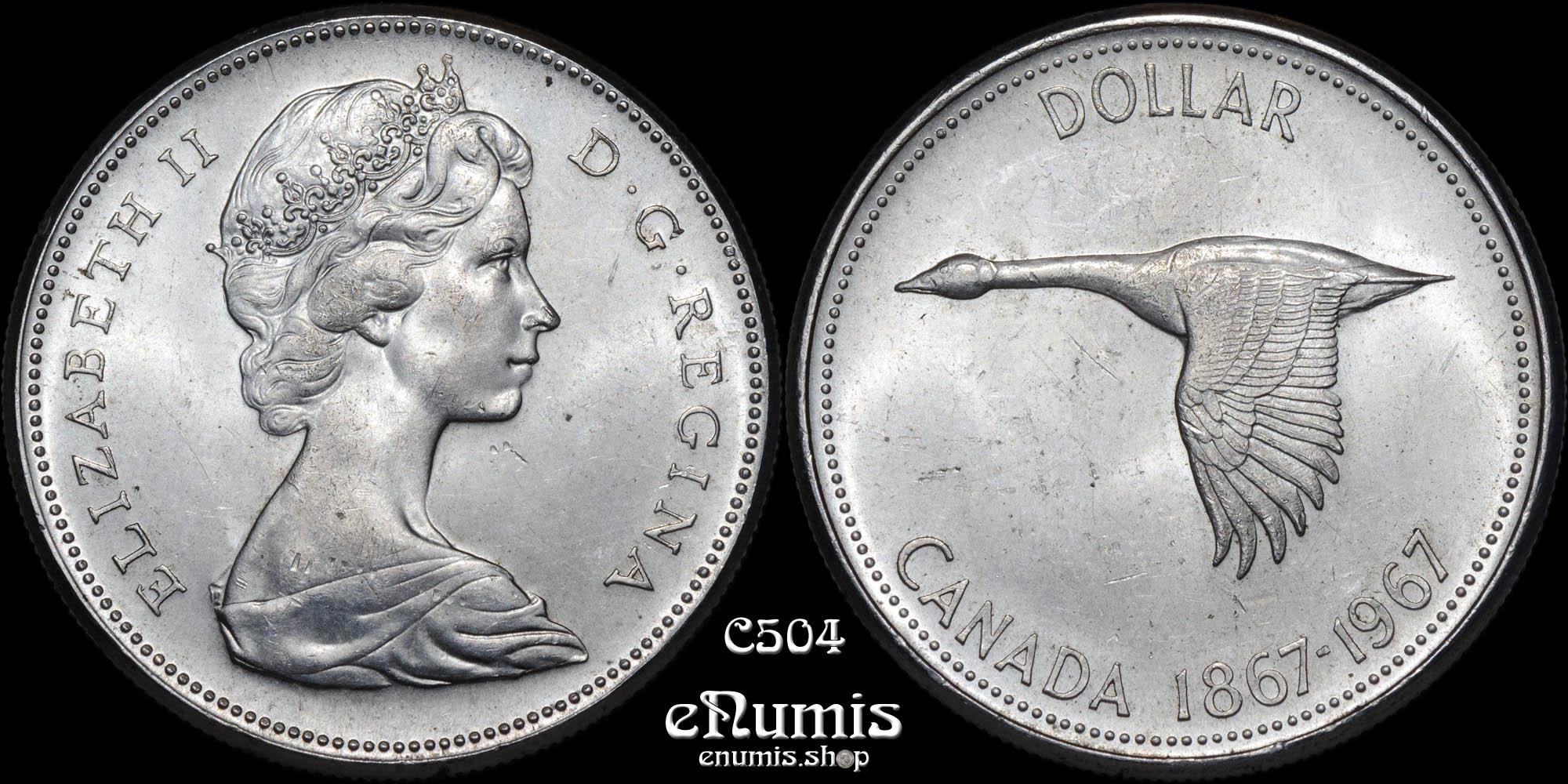 CANADA, Elizabeth II, Dollar 1967, Confederation Centennial, UNC