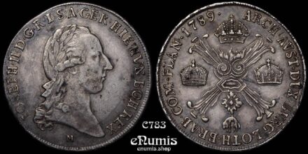AUSTRIA, Joseph II, 1/2 Taler Crocione 1789 M, Milan, toned, XF