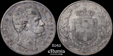 ITALY, Umberto I, 5 Lire 1879 R, VF