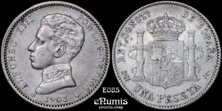 SPAIN, Alfonso XIII, 1 Peseta 1903 SM-V, VF+