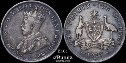 AUSTRALIA, George V, Florin 1917 M, toned, VF-XF