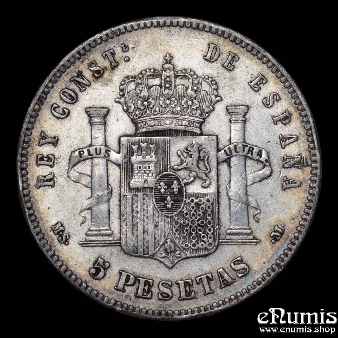 SPAIN, Alfonso XII, 5 Pesetas 1885 (1887) MS-M, aXF SPAIN, Alfonso XII, 5 Pesetas 1885 (1887) MS-M, aXF