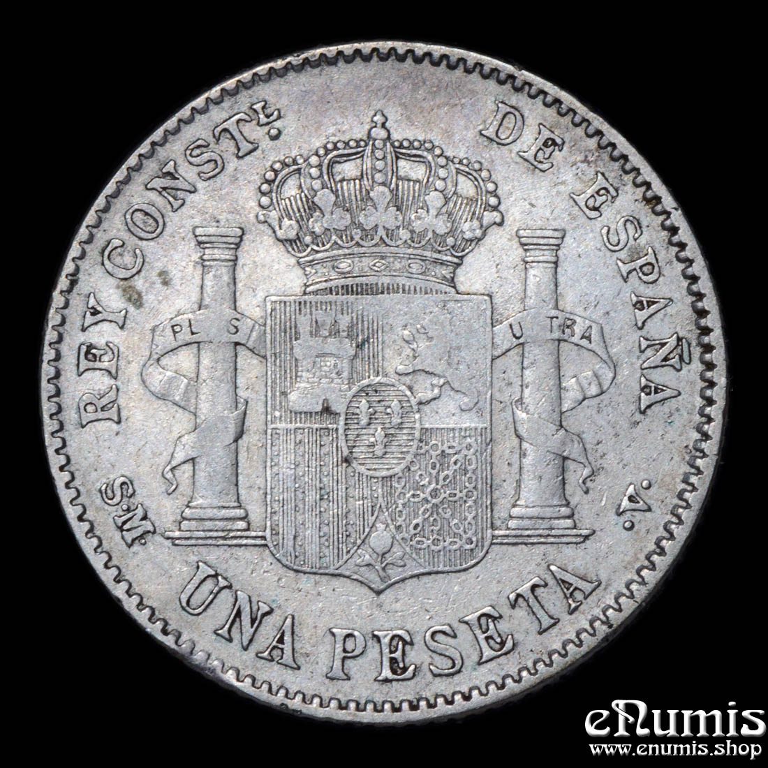 SPAIN, Alfonso XIII, 1 Peseta 1903 SM-V, VF+ SPAIN, Alfonso XIII, 1 Peseta 1903 SM-V, VF+
