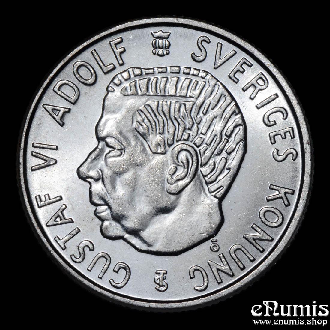 SWEDEN, Gustaf VI Adolf, 2 Kronor 1958, silver, Brilliant UNC