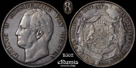 Germany, Hesse Darmstadt, Ludwig II, 2 Taler 1844, XF