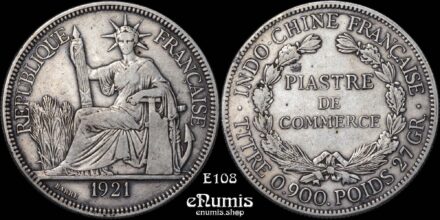 French Indo-China, Piastre 1921, silver, San Francisco mint, VF-XF