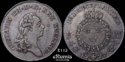 SWEDEN, Gustaf III, 1/3 Riksdaler 1777, XF+