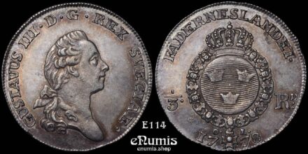 SWEDEN, Gustaf III, 1/3 Riksdaler 1778, UNC