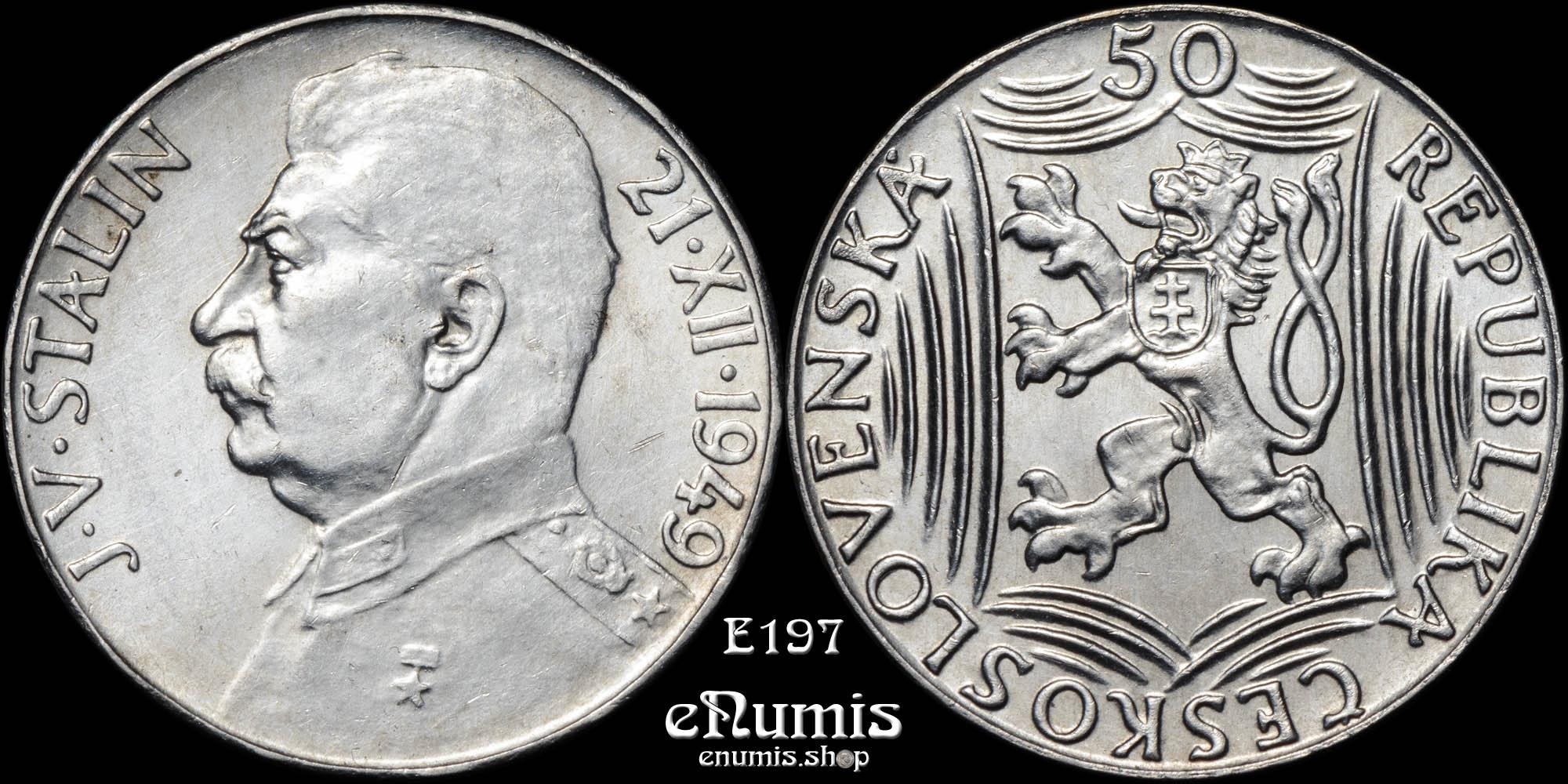 Czechoslovakia, 50 Korun 1949, Stalin, silver, aUNC/UNC Czechoslovakia, 50 Korun 1949, Stalin, silver, aUNC/UNC