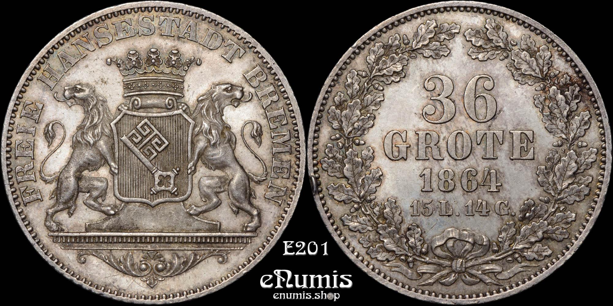 GERMANY BREMEN, 36 Grote 1864, UNC