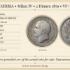 SERBIA, Milan IV, 2 Dinara 1879, VF+